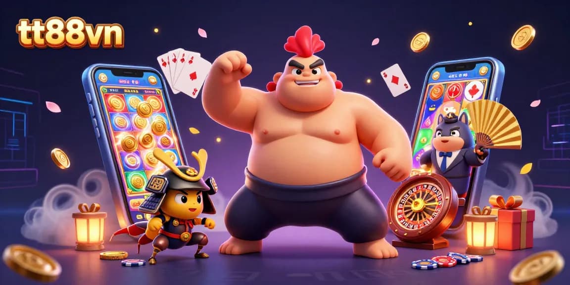 Engage with thrilling gameplay at tt88vn, featuring colorful slot games, dynamic characters, and vibrant casino elements.