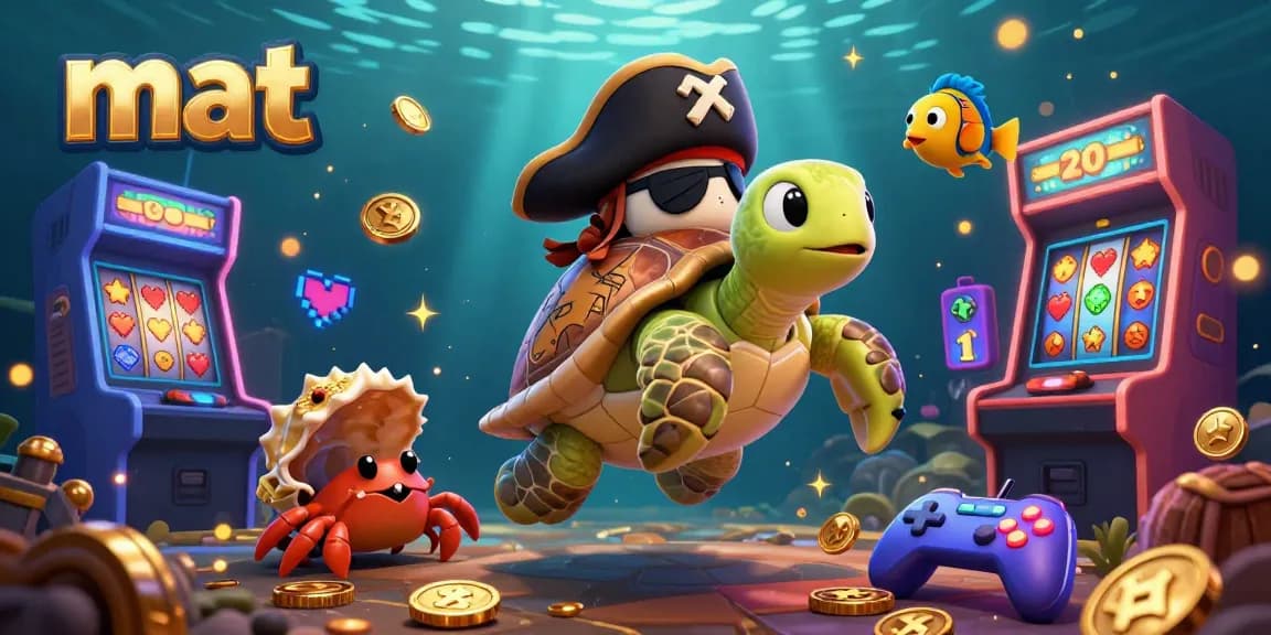 Engage with mat through this vibrant 3D casino illustration showcasing colorful gaming elements and characters.