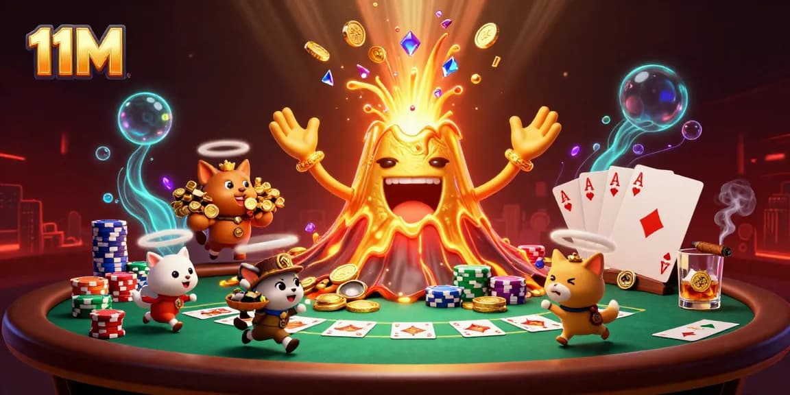 Collect coins and treasures with the vibrant scene of 11M casino adventure.