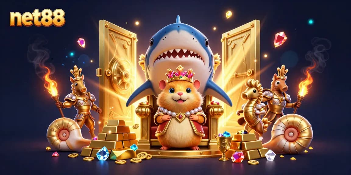 Experience the net88 online casino adventure with this dynamic 3D illustration of a hamster king.