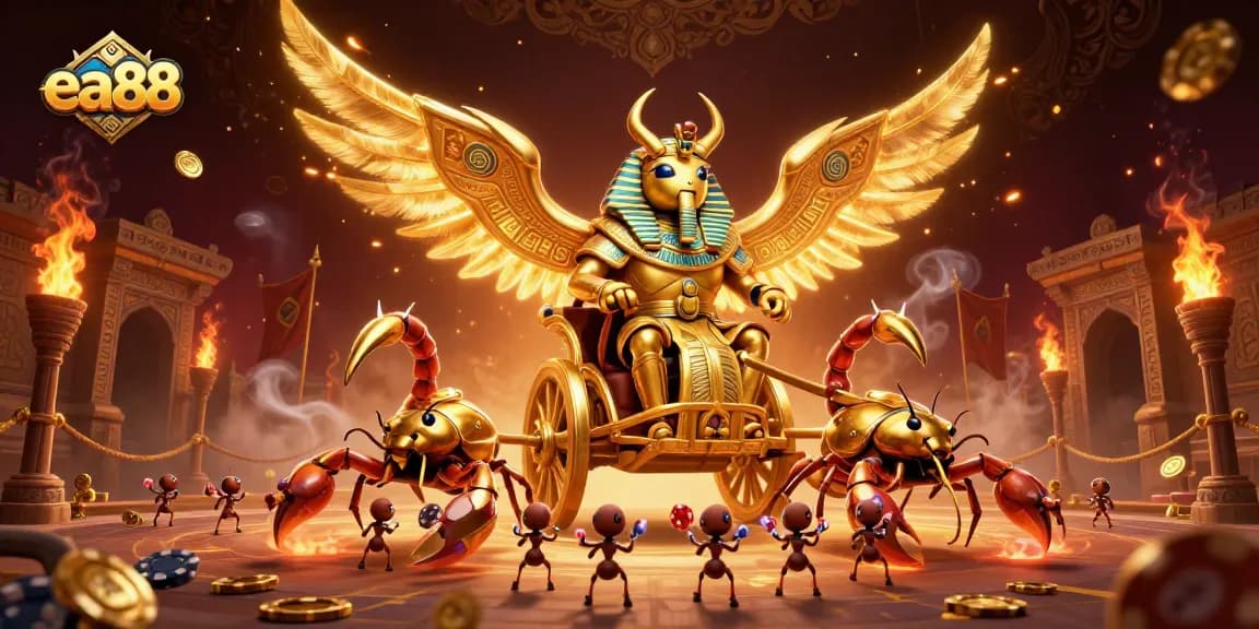ea88 gamblers engage in a thrilling casino adventure featuring a golden scarab and dynamic betting elements.