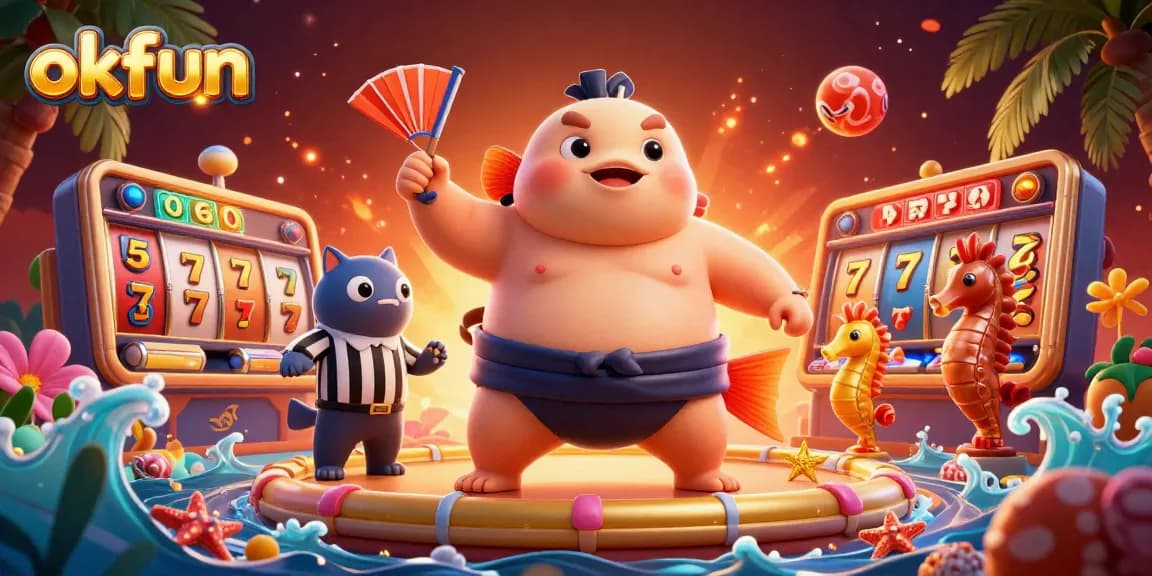 Experience the joy of okfun gaming with an energetic underwater casino scene featuring vibrant characters and elements.