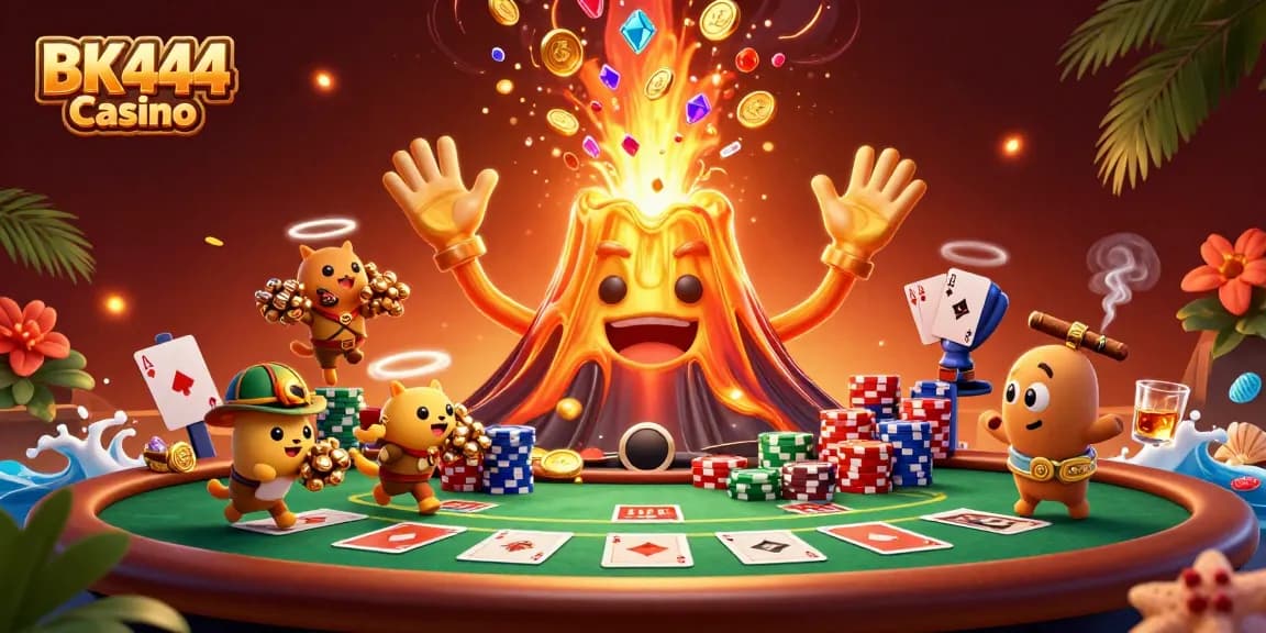 Experience thrilling gameplay at BK444 Casino with vibrant poker action and treasures.