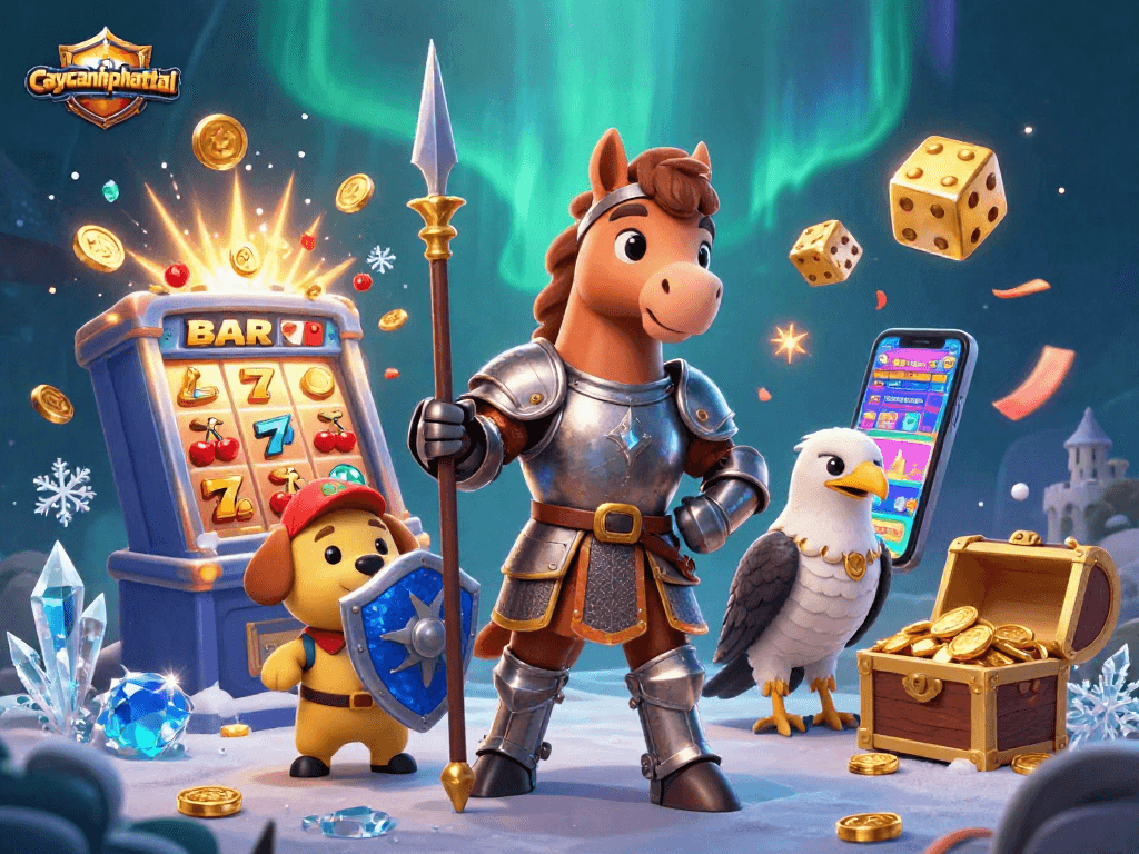 Experience the excitement of caycanhphattai with 3D cowboys winning big at colorful slot machines.