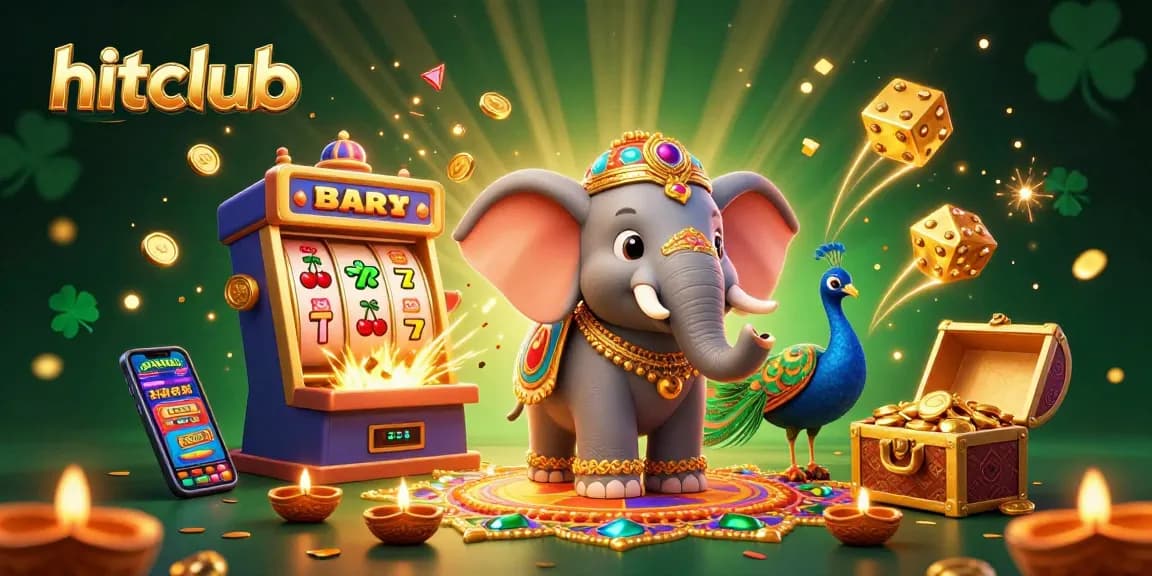 Engage in winning strategies at hitclub with vibrant casino action surrounded by colorful characters and jackpots.