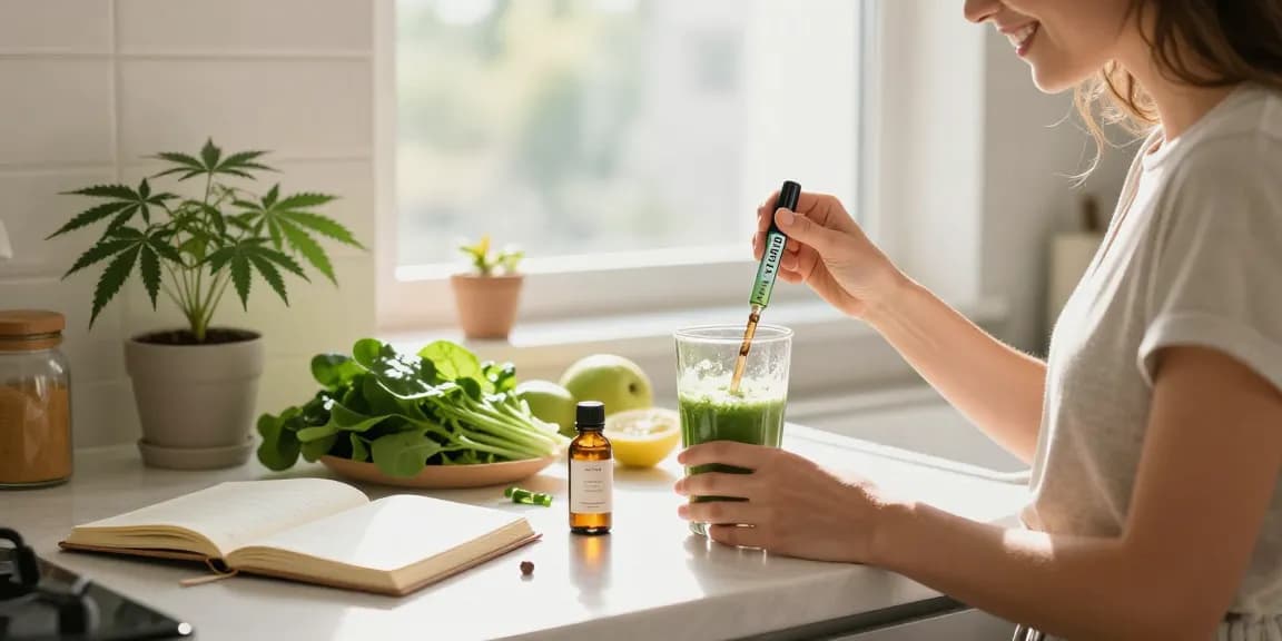 Strong THC vapes UK with CBD oil and organic ingredients in morning wellness routine.