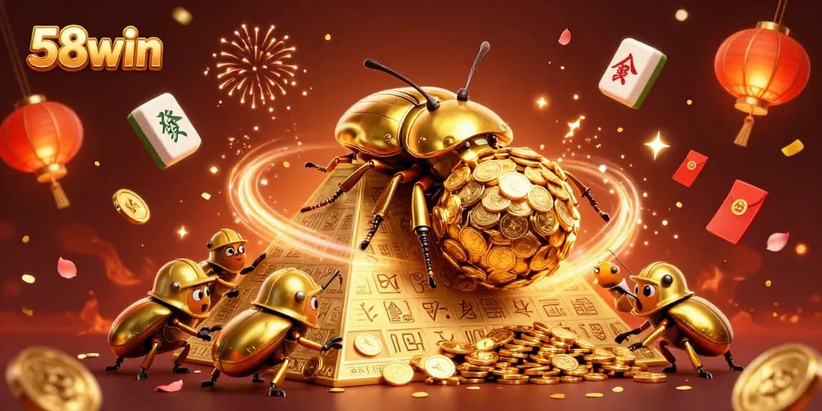 Experience top-tier gaming strategies at 58win with vibrant visuals of golden treasures and casino excitement.