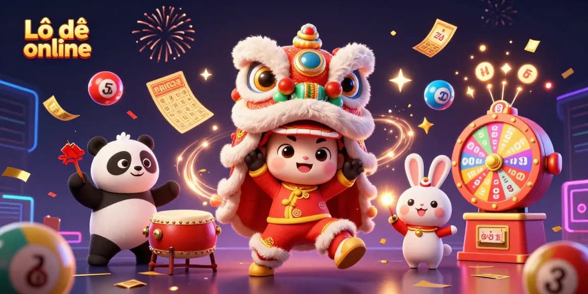 Explore engaging Lô đề online gameplay with vibrant characters and celebratory elements.