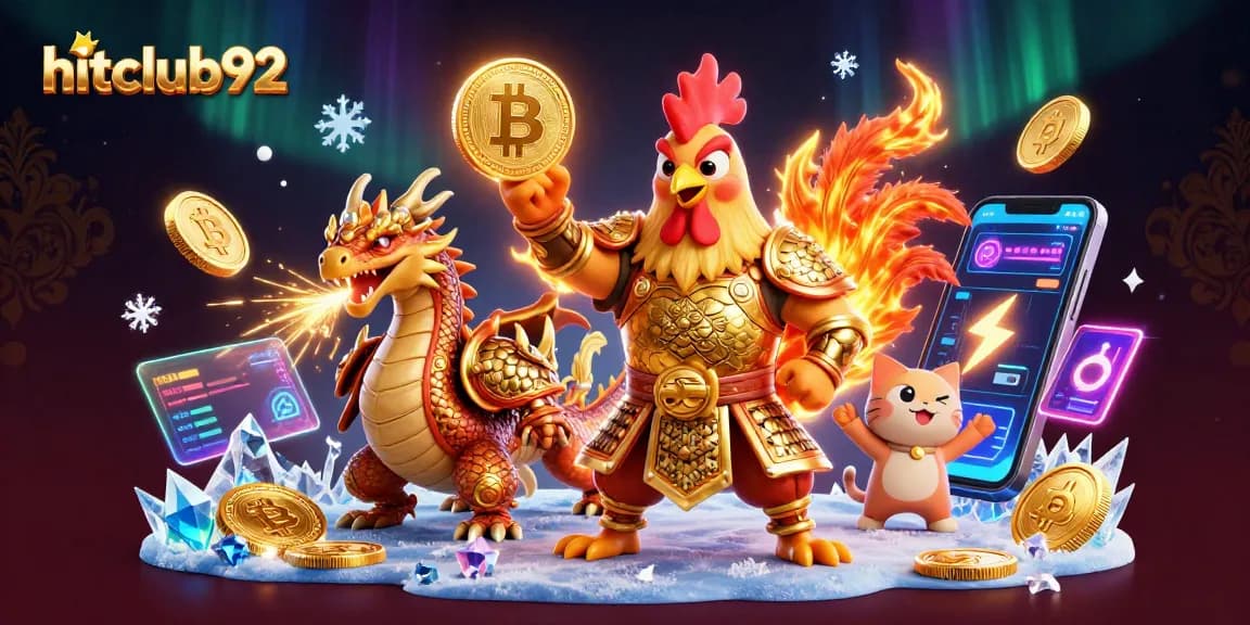 Experience thrilling gameplay at hitclub92 with 3D fighting rooster, armored dragon, and cryptocurrency elements