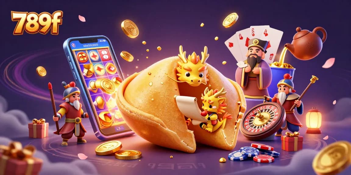 Experience winning action with 789f featuring a vibrant 3D illustration of fantasy elements and casino games.