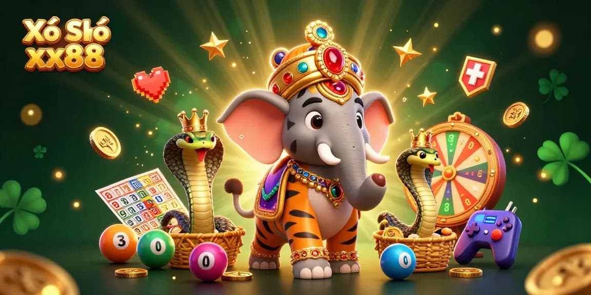 Explore the vibrant world of Xổ Số xx88 with a dynamic lottery-themed 3D illustration showcasing gambling excitement.