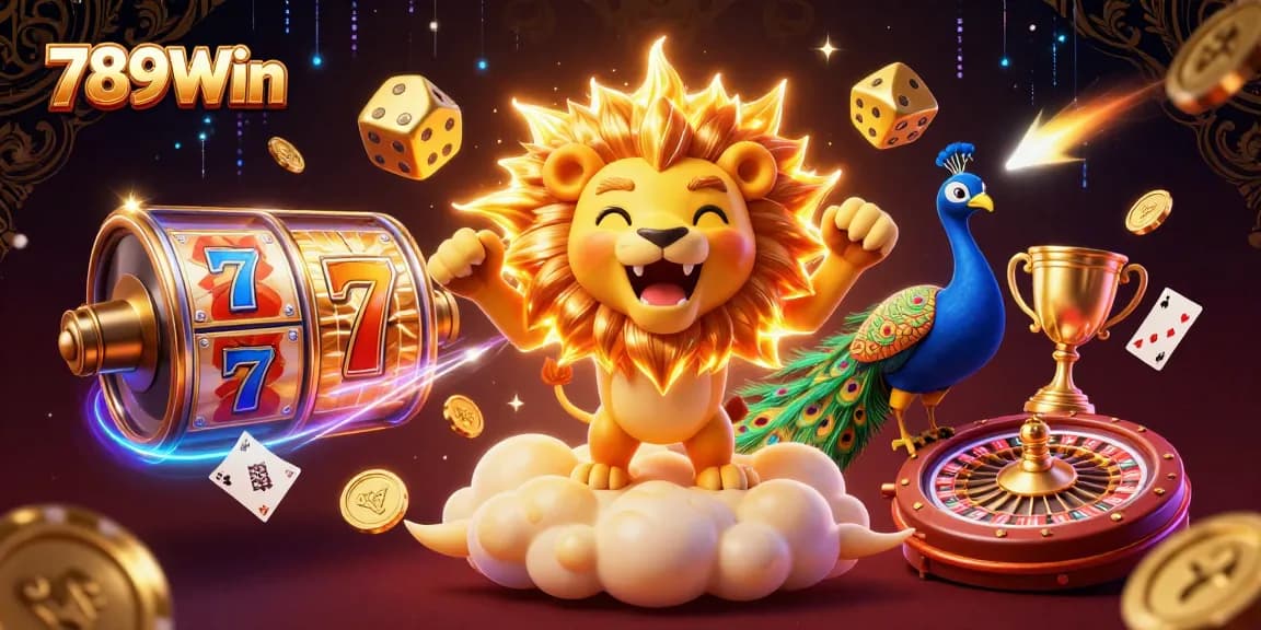 Experience thrilling gameplay at 789Win with vibrant slots and 3D animated casino elements.