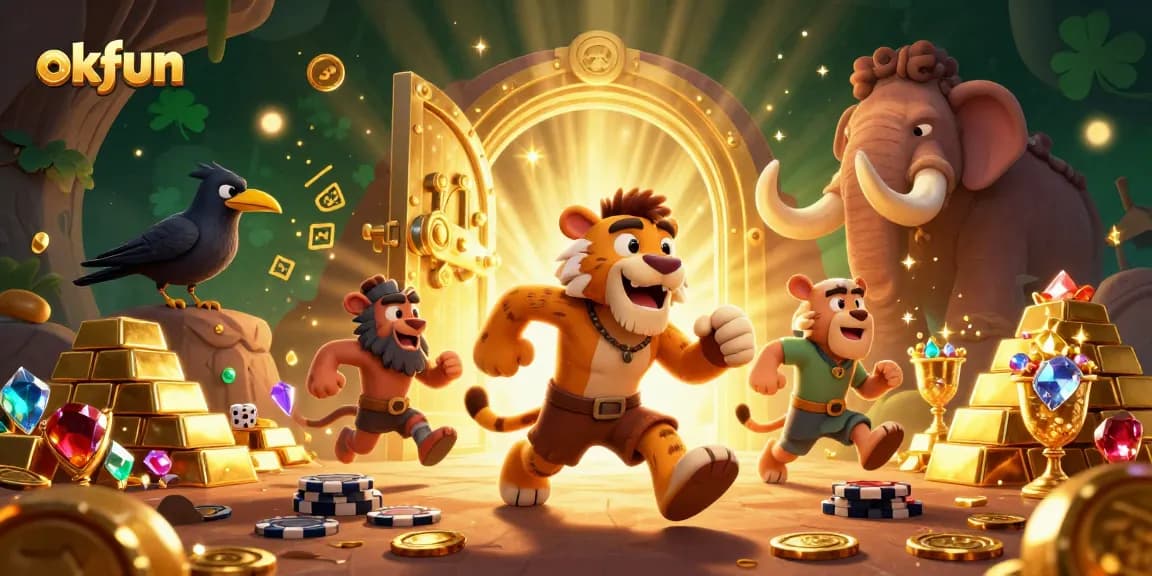 Enjoy the excitement of okfun with this vibrant 3D casino illustration showcasing thrilling games.