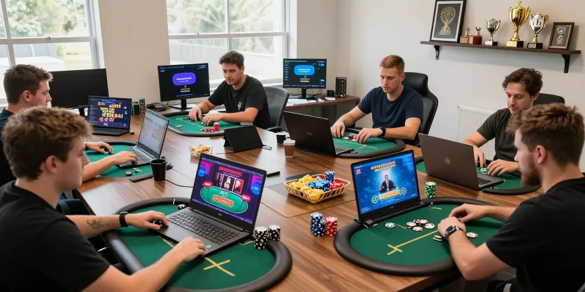 Online poker players engaging in games at Dominobet while discussing strategies and enjoying thrilling community interaction.