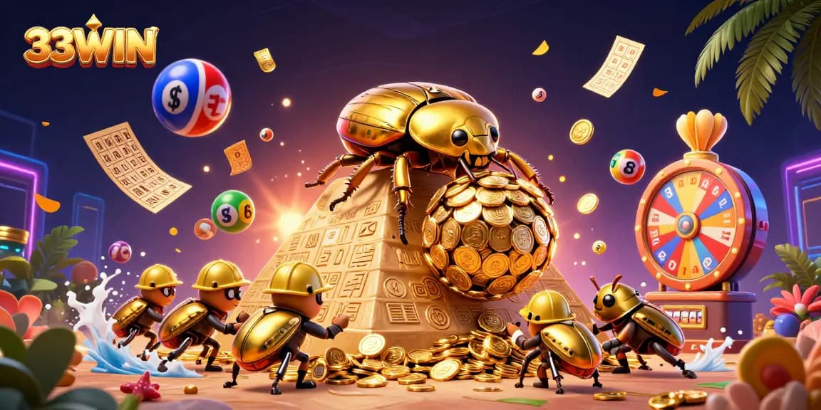 Engage with 33WIN’s vibrant world of gamified lottery balls and golden treasures.