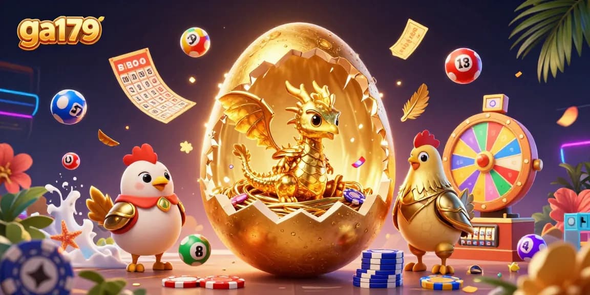 Bet on ga179 with a dynamic casino-themed illustration featuring a golden dragon and vibrant gaming elements.