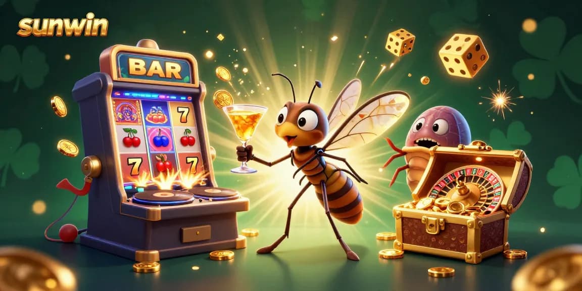 Win big with sunwin in this lively 3D casino scene featuring thrilling gaming elements.