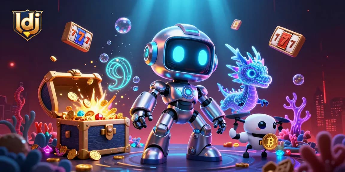 Experience the excitement at ldj with vibrant slot reels and captivating robotic characters.