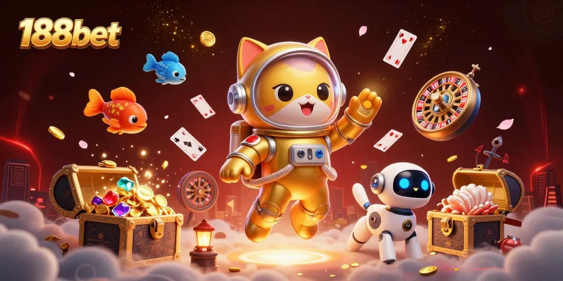Engage with thrilling moments at 188bet, where cartoon astronauts and robots play amidst a casino-themed space adventure.