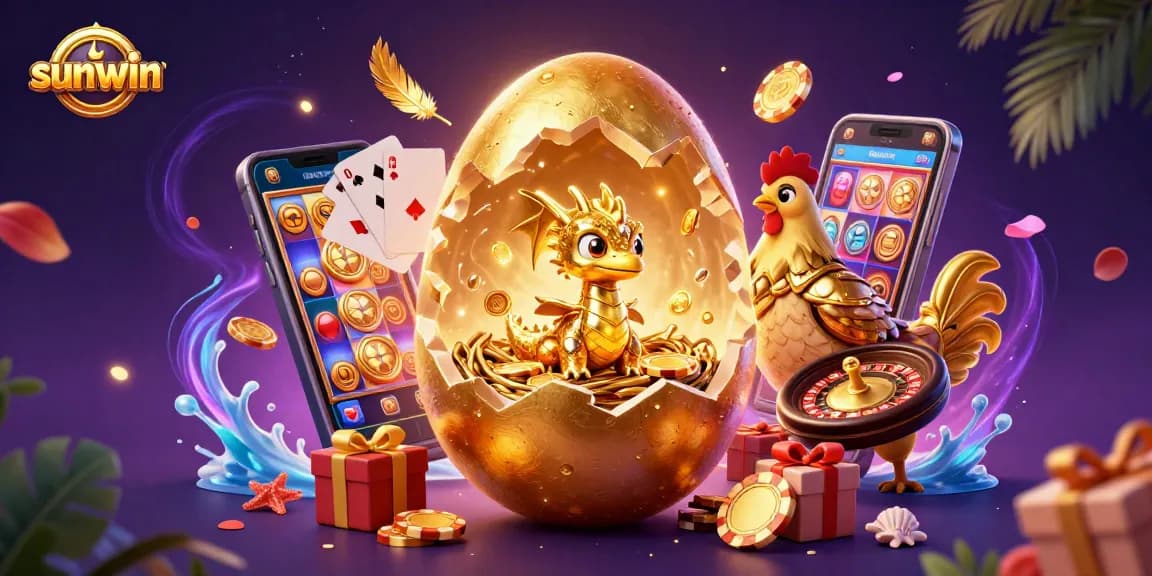 Experience thrilling wins with sunwin's games, featuring a golden dragon and dynamic casino elements.
