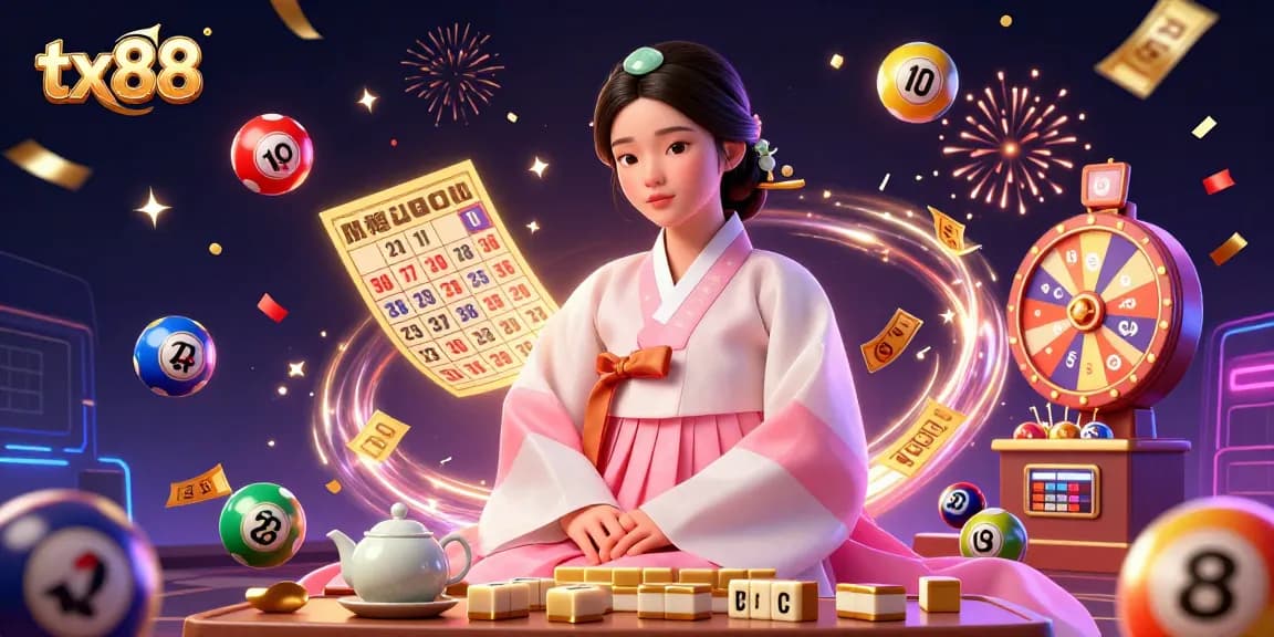 Engage in thrilling games at tx88 with colorful lottery balls and explosive celebrations in a vibrant casino scene.