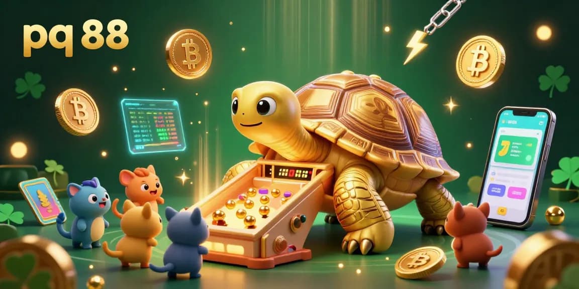 Experience winning strategies at pq 88 with a vibrant 3D casino scene featuring colorful gaming elements.