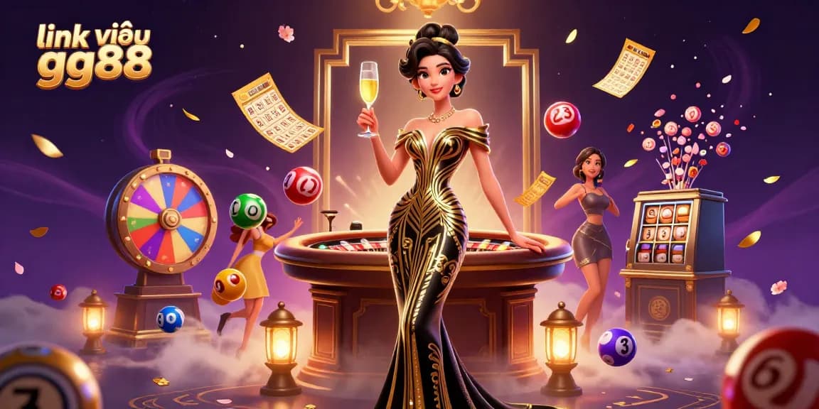Win exciting prizes at link vào gg88 with a vibrant 3D casino scene, showcasing games and glamorous elements.