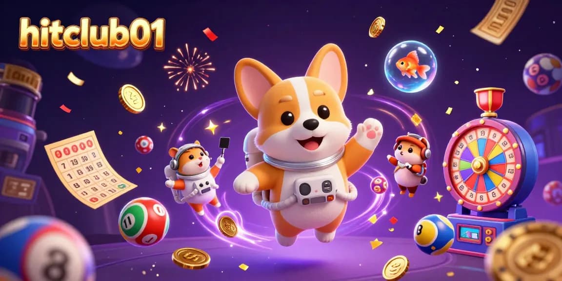 Watch the hitclub01 astronaut corgi spin in the zero gravity casino, floating golden coins and vibrant lottery balls.