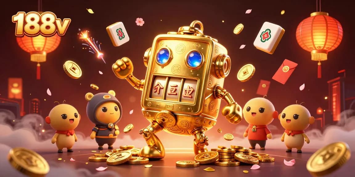 Engage with exciting game features at 188v, featuring a vibrant casino scene with ancient golden golem.