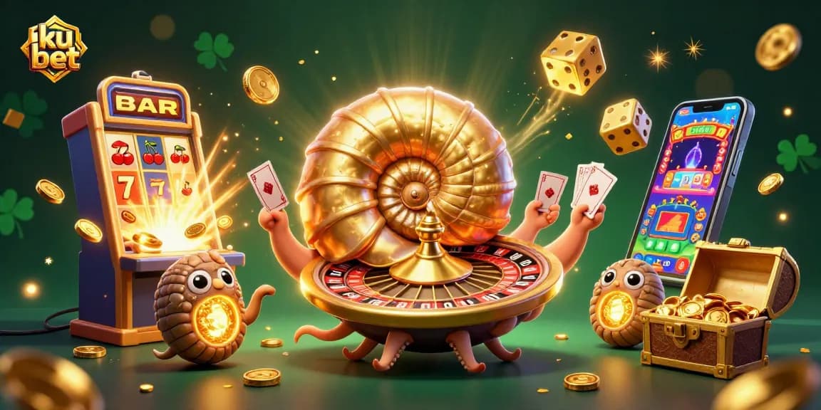 Experience thrilling wins on ku bet with a lively scene featuring a dazzling 3D casino environment.