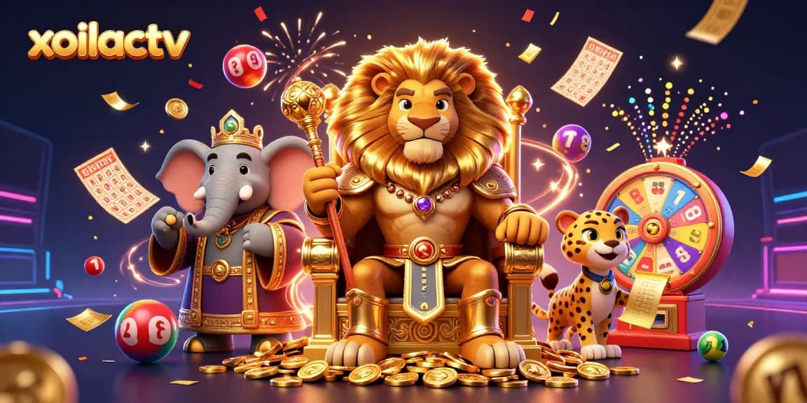 Experience thrilling games with xoilactv, featuring vibrant lottery balls and rich casino elements.