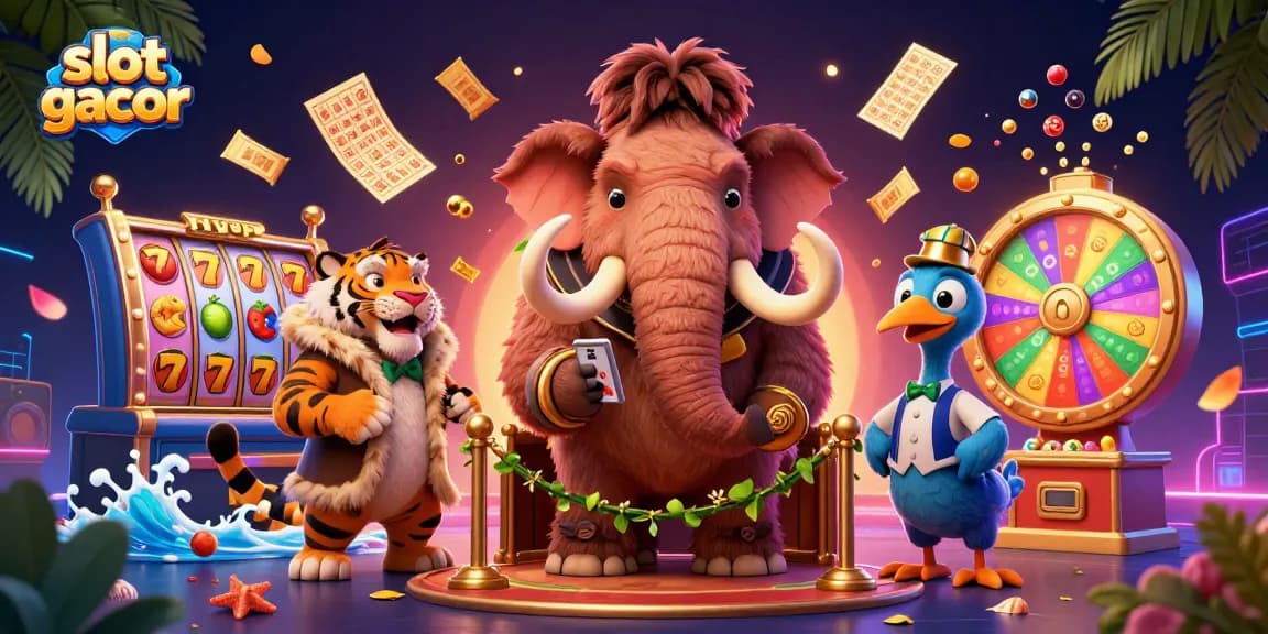 Experience the thrill of slot gacor with bouncer characters and colorful gaming elements.