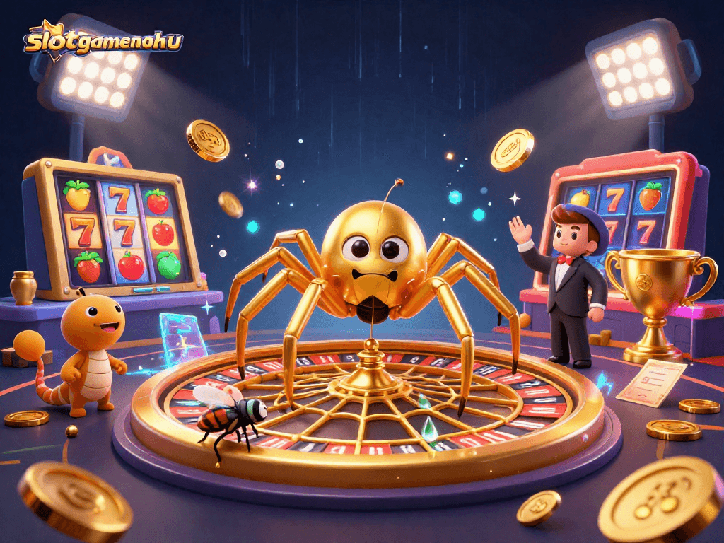 Spin and win at slotgamenohu with golden web roulette and lively gaming elements.