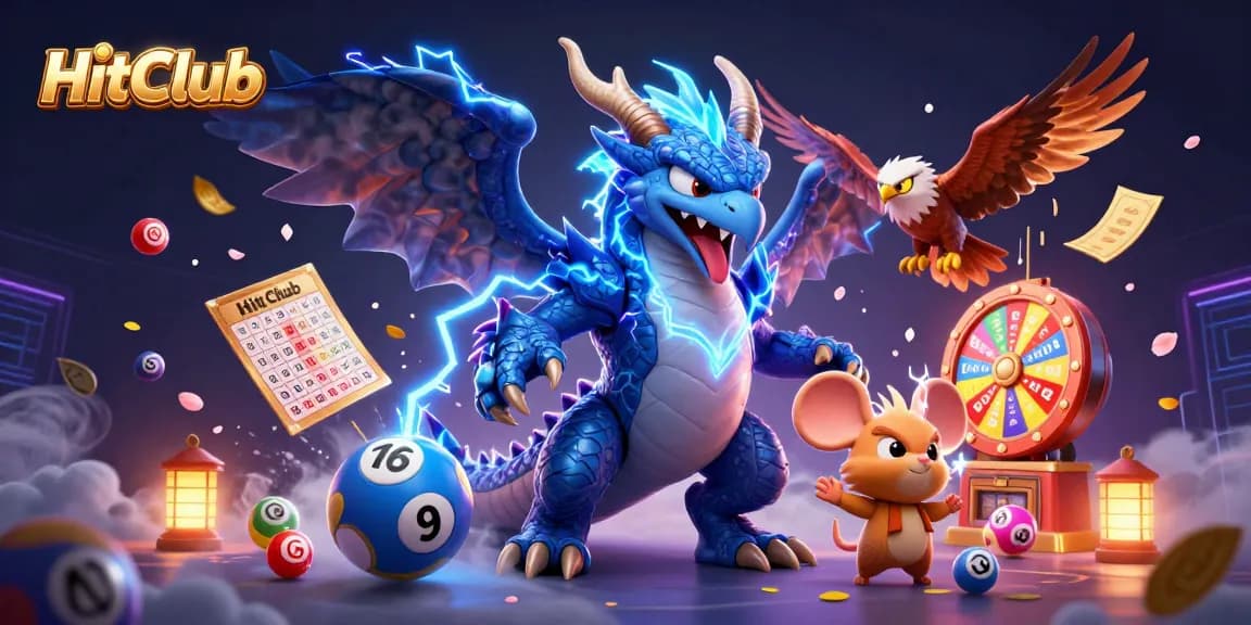 Experience thrilling gaming action with HitClub's vibrant lottery balls, dynamic prize elements, and unique characters.