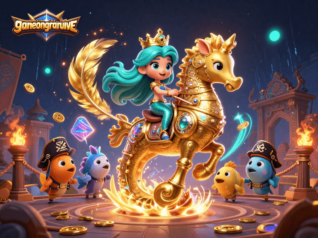 Engage with gamenongtraivuive as the mermaid navigates a vibrant casino world of adventure.