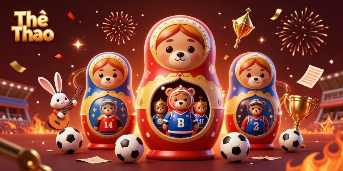 Engage in sports betting excitement with Thể Thao featuring dynamic characters and vibrant elements.