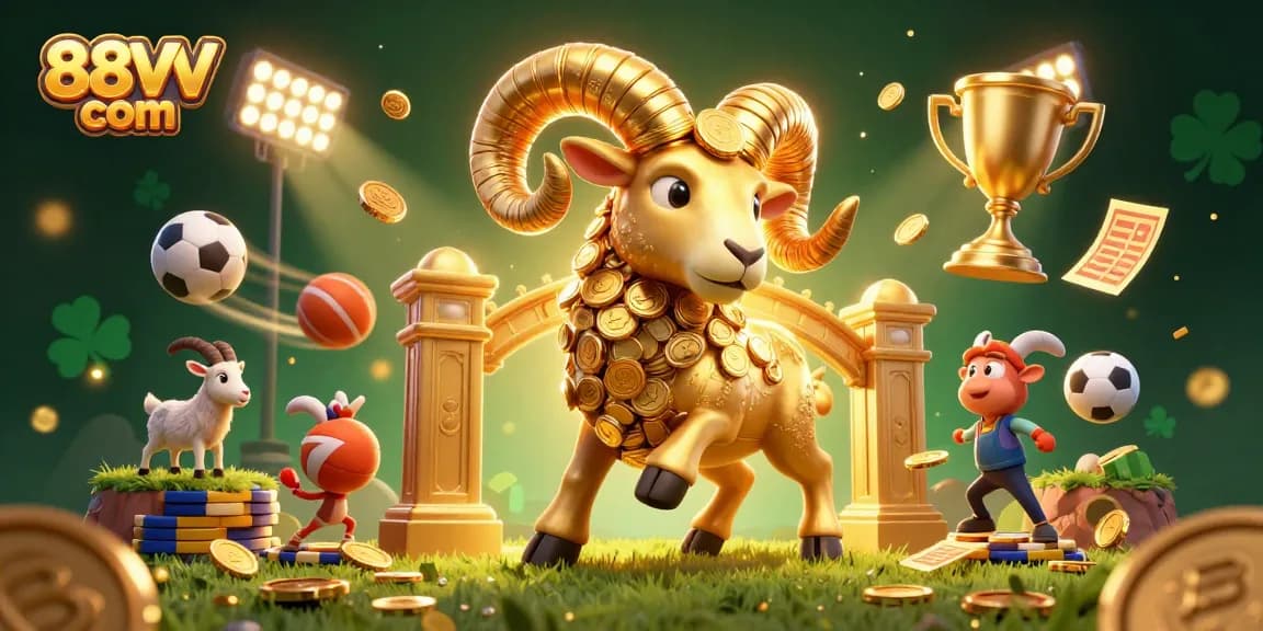 Experience dynamic bets at 88VV com with golden ram charging through a vibrant casino.