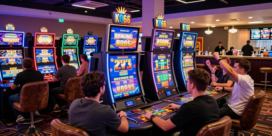 KO66 online casino vibrant atmosphere with players enjoying various games and promotions in an engaging environment.