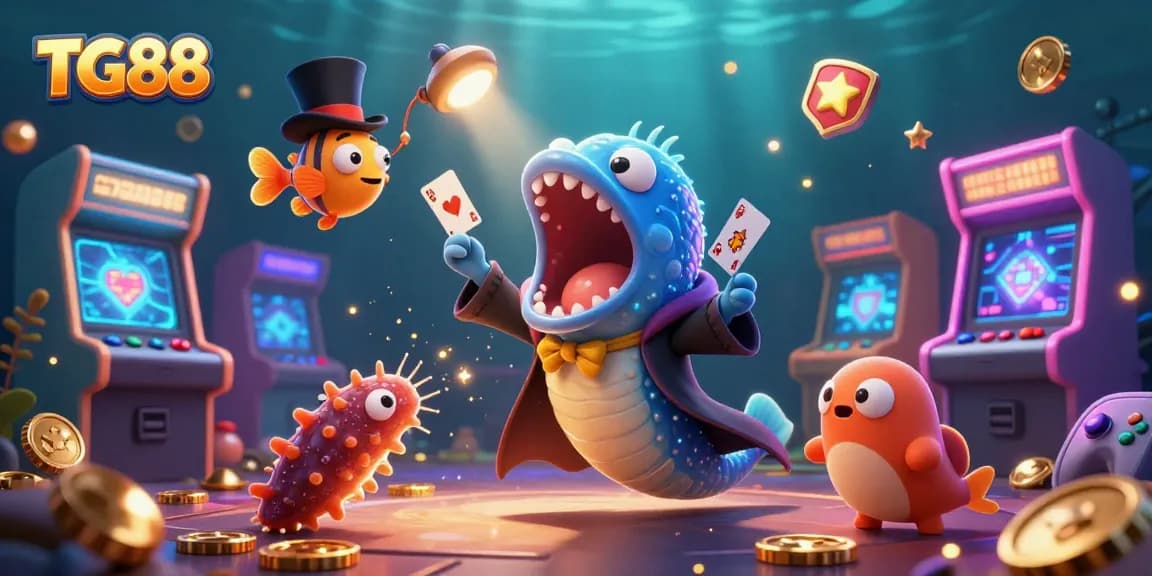 Experience the exciting world of TG88 casino games with a vibrant deep-sea theme featuring animated characters and game elements.