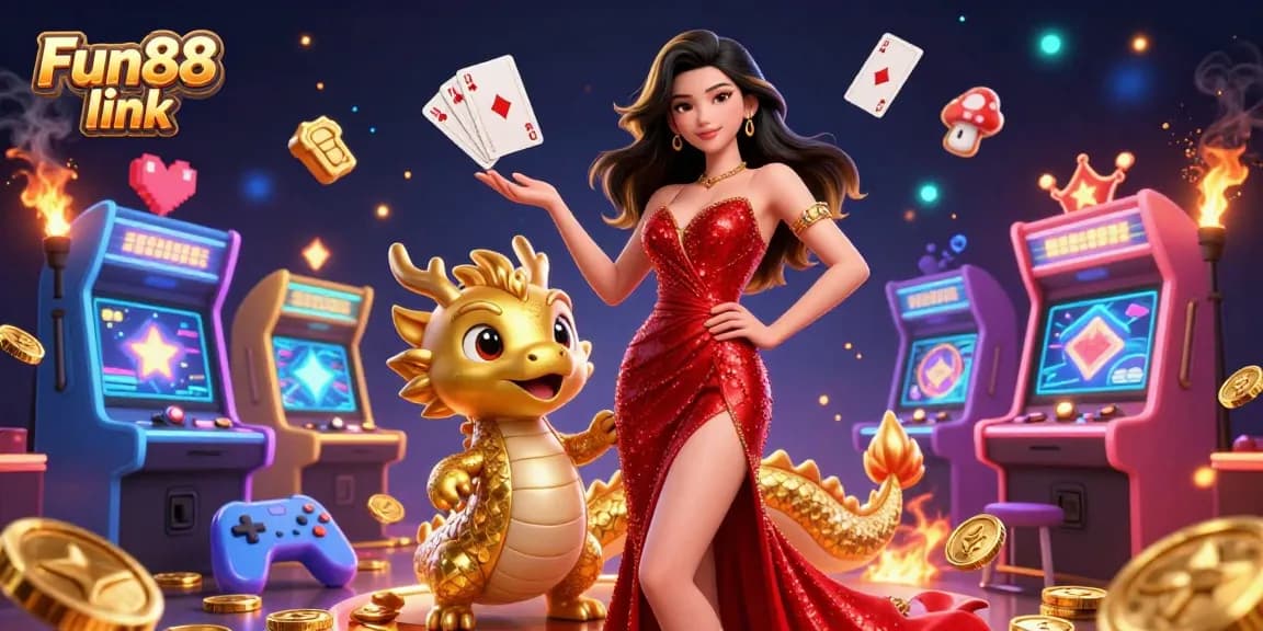 Play exciting games at Fun88 link, featuring vibrant casino elements and engaging characters.