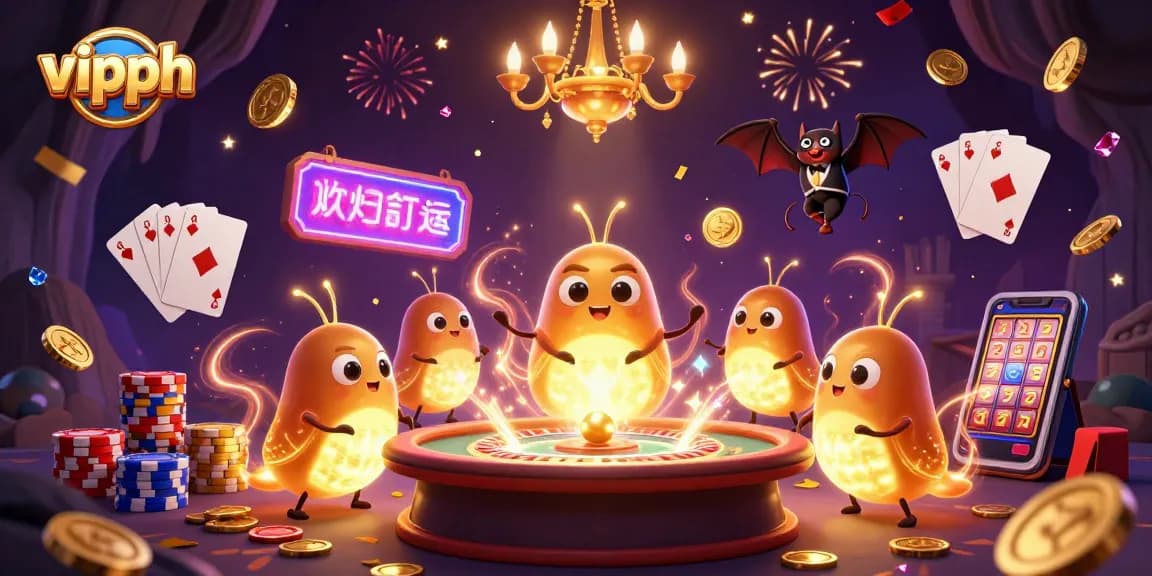 Experience thrilling wins at vipph's casino with glowing glowworms lighting the tables.