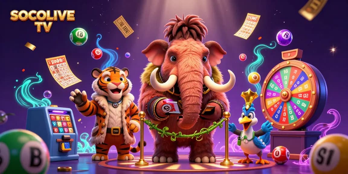 Engage with SOCOLIVE TV as a woolly mammoth bouncer checks IDs alongside vibrant gambling elements emerging dynamically.