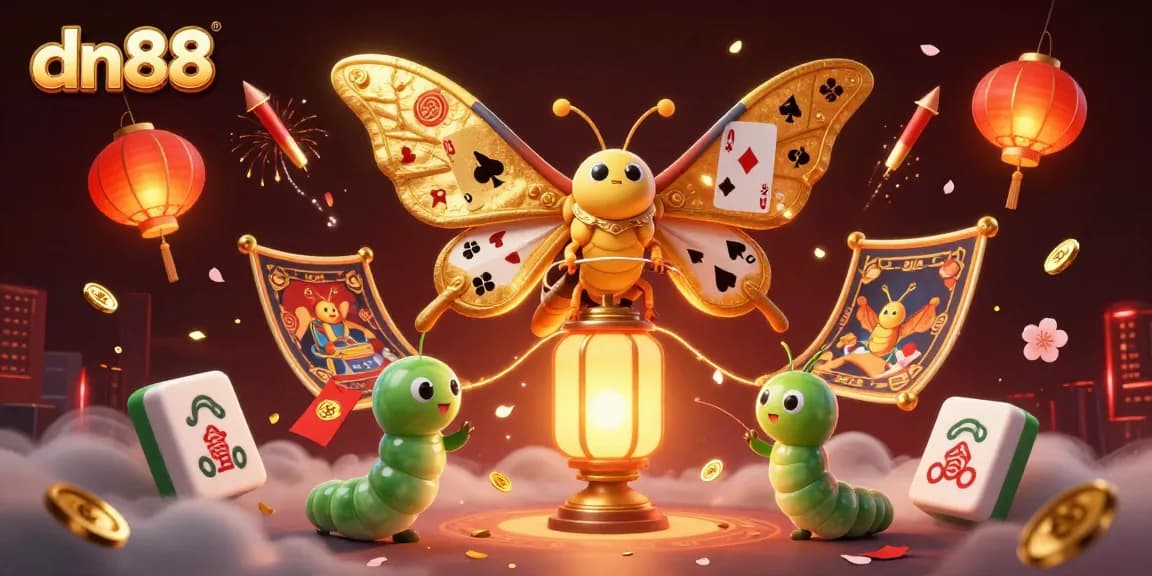 Experience exciting games at dn88 with vibrant casino themed 3D illustration featuring playful elements and rich details.