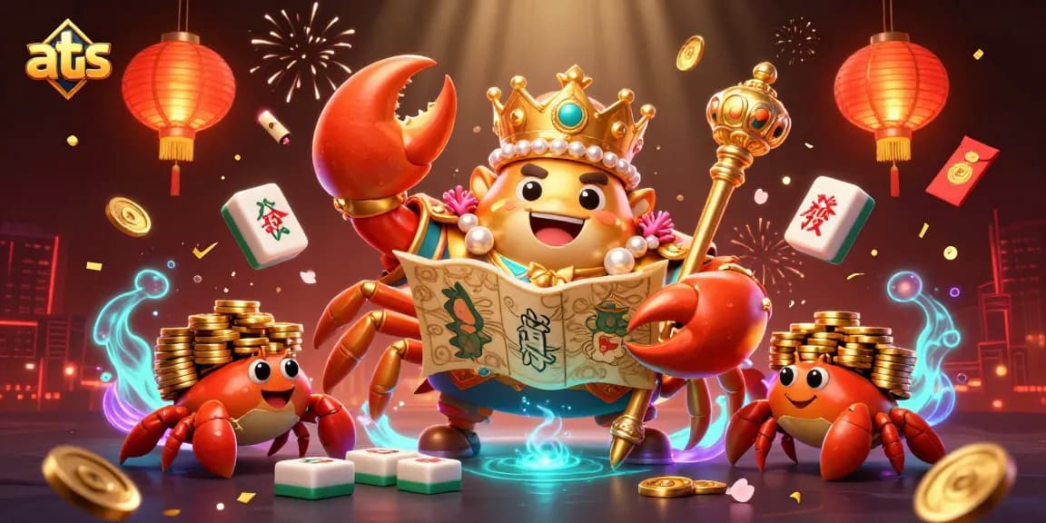 Spin reels at atas casino where the golden crab emperor holds treasures amidst festive gambling excitement.