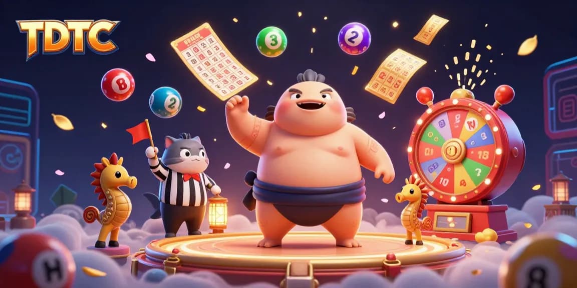 Engage with TDTC's vibrant underwater casino scene featuring colorful lottery-themed characters and elements.