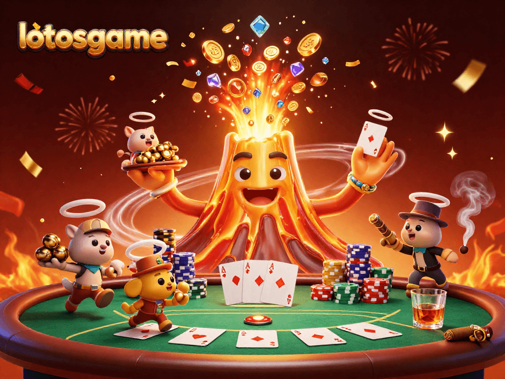 Experience thrilling gaming at lotosgame with a vibrant casino scene alive with action and treasure!