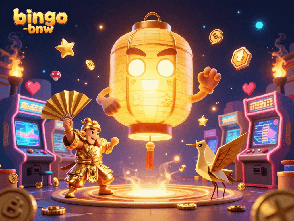 Win big with bingo-bnw at a vibrant night market casino featuring magical elements and arcade games.