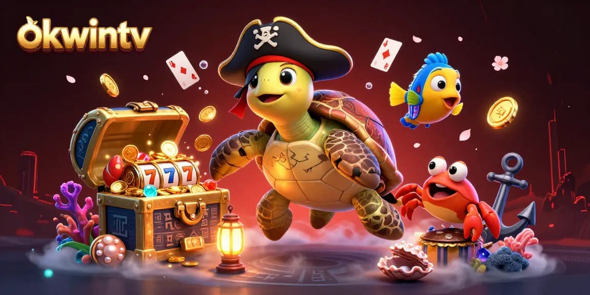 Betting on sports seamlessly with okwintv, pirate-themed adventure illustration featuring dynamic underwater scenes.