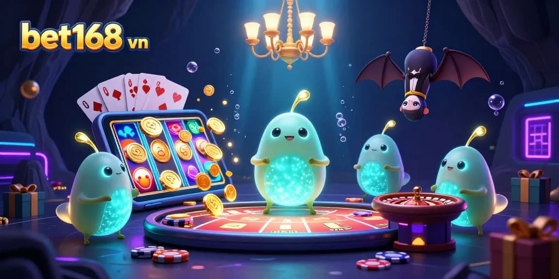 Experience thrilling gameplay at bet168 vn with vibrant glowworms lighting up an exciting cave casino.