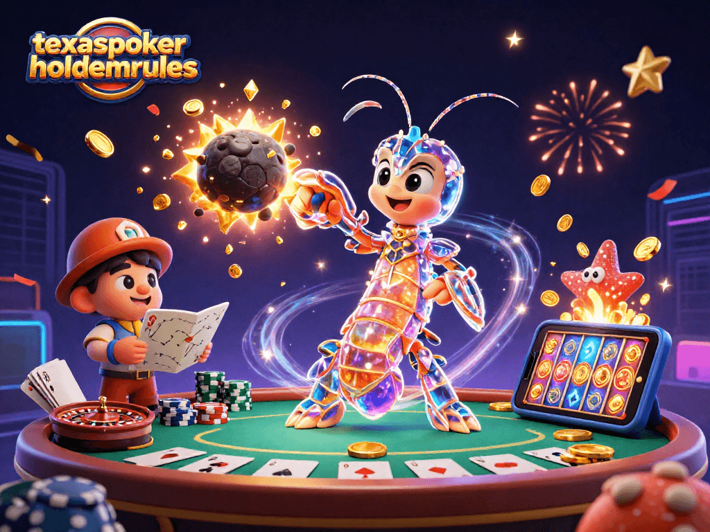 Engage with texaspokerholdemrules as a galactic mantis shrimp battles for golden gems amidst vibrant casino elements.